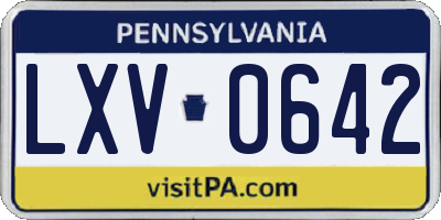 PA license plate LXV0642