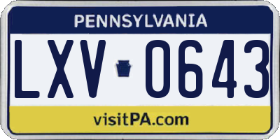 PA license plate LXV0643
