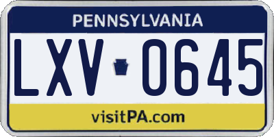 PA license plate LXV0645