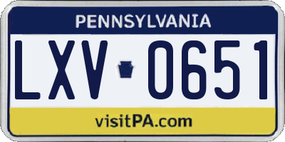 PA license plate LXV0651