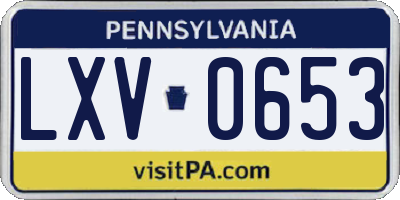 PA license plate LXV0653