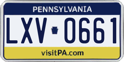 PA license plate LXV0661