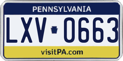 PA license plate LXV0663