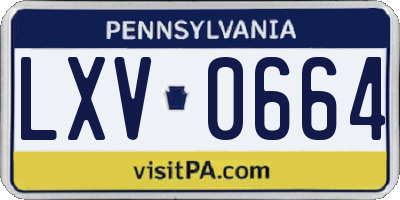 PA license plate LXV0664