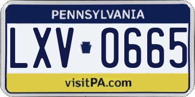 PA license plate LXV0665