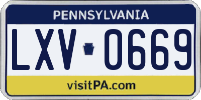 PA license plate LXV0669