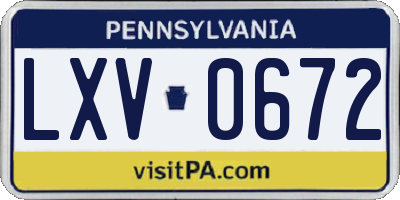 PA license plate LXV0672