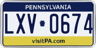 PA license plate LXV0674
