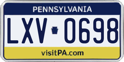 PA license plate LXV0698