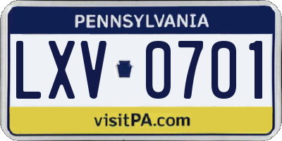 PA license plate LXV0701