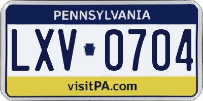 PA license plate LXV0704