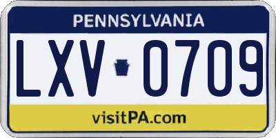 PA license plate LXV0709