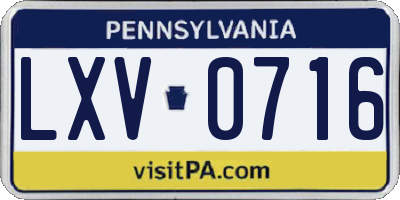 PA license plate LXV0716