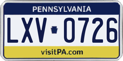 PA license plate LXV0726