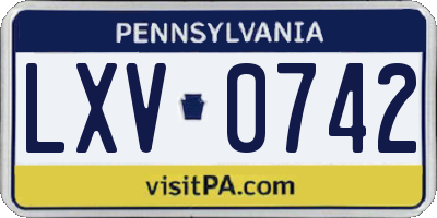 PA license plate LXV0742