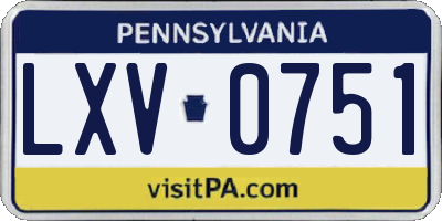 PA license plate LXV0751