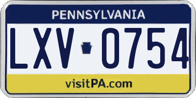 PA license plate LXV0754
