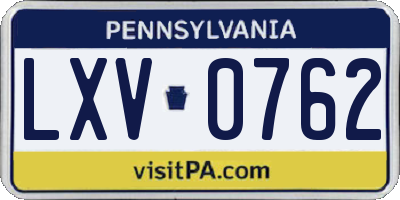 PA license plate LXV0762