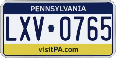 PA license plate LXV0765