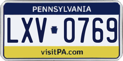 PA license plate LXV0769