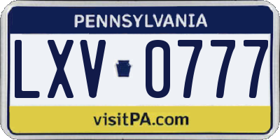 PA license plate LXV0777