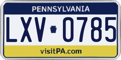 PA license plate LXV0785