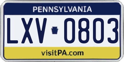 PA license plate LXV0803