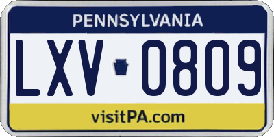 PA license plate LXV0809