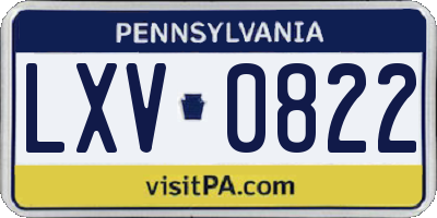 PA license plate LXV0822