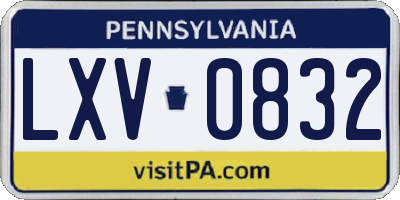 PA license plate LXV0832