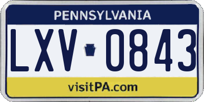 PA license plate LXV0843
