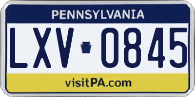 PA license plate LXV0845