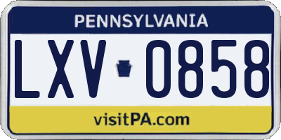 PA license plate LXV0858