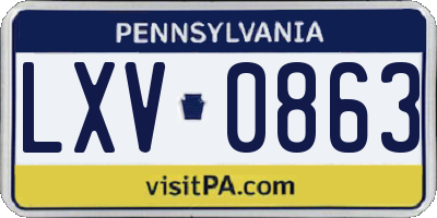 PA license plate LXV0863