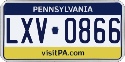 PA license plate LXV0866
