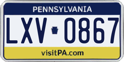 PA license plate LXV0867
