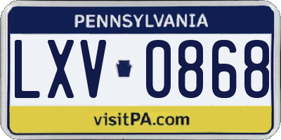 PA license plate LXV0868