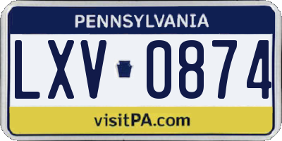 PA license plate LXV0874