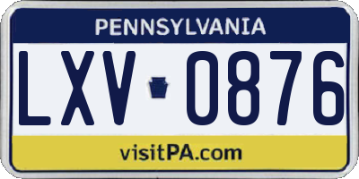 PA license plate LXV0876