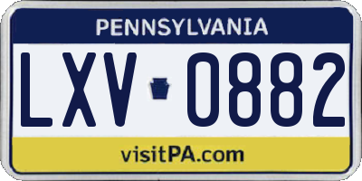 PA license plate LXV0882