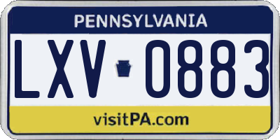 PA license plate LXV0883