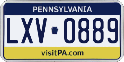 PA license plate LXV0889