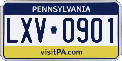 PA license plate LXV0901