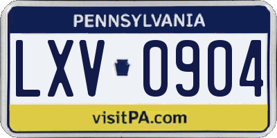 PA license plate LXV0904
