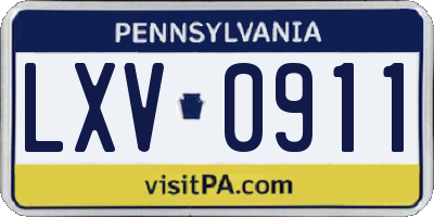 PA license plate LXV0911