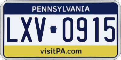 PA license plate LXV0915