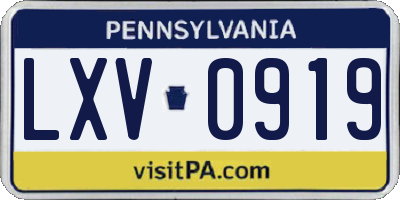 PA license plate LXV0919