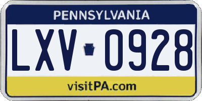 PA license plate LXV0928