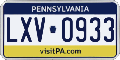 PA license plate LXV0933