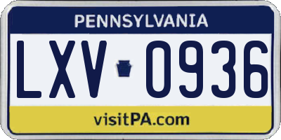 PA license plate LXV0936